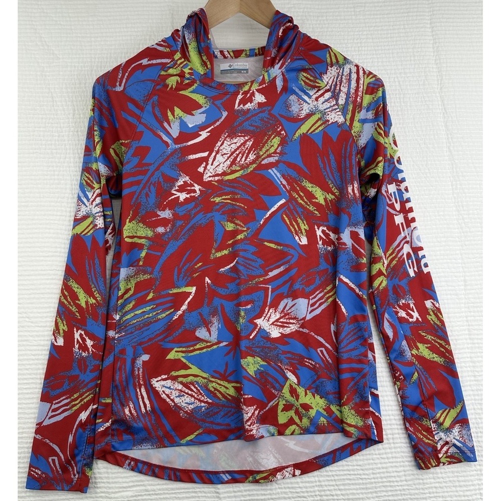 Columbia PFG Womans Pull-Over M Tropical Flower Hoodie Outdoors Omni Shade Beach